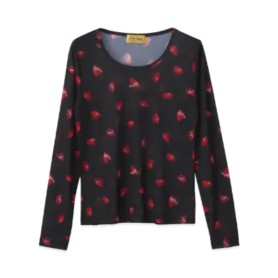 HYSTERIC GLAMOUR Skull Berry Pattern T-Shirt "Black"