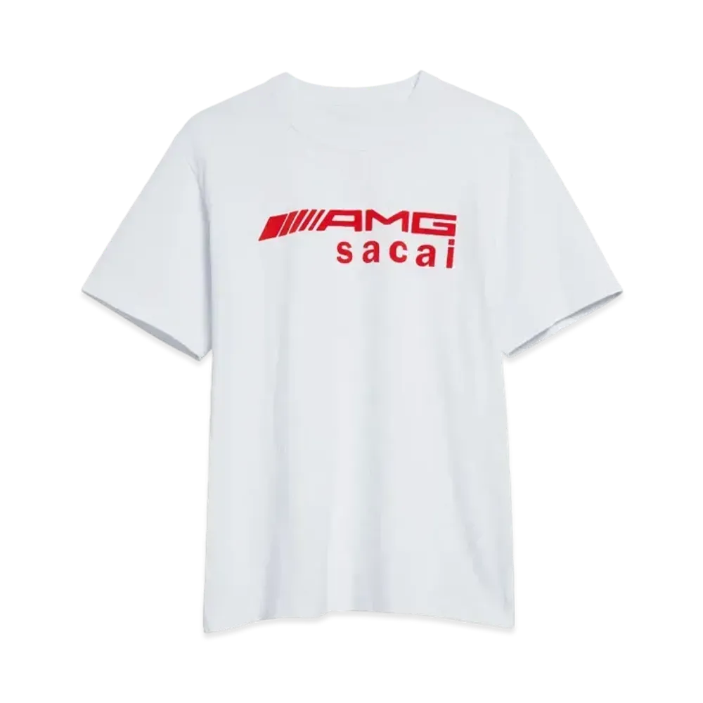 sacai x Mercedes AMG Flocked Logo Cotton Graphic T-Shirt "White"