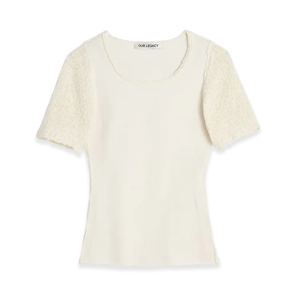 OUR LEGACY Women's Inverse Roundneck Shortsleeve "Bone Tech Cotton"