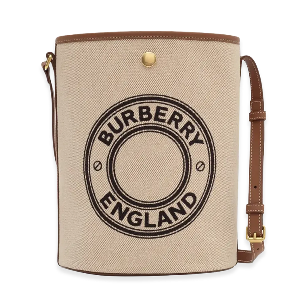 Burberry Women's Logo Graphic Canvas Bucket Bag "Dark Wheat"