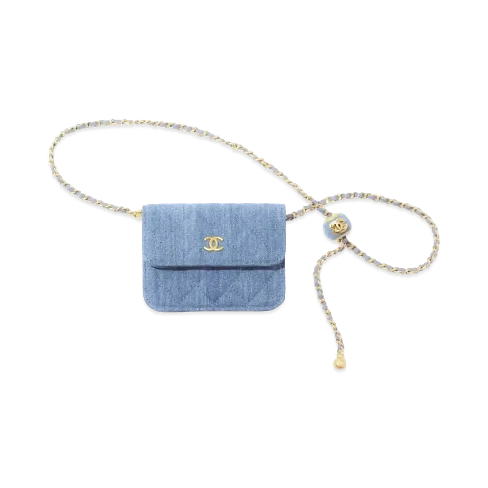 CHANEL Chain Clutch Denim "Blue"