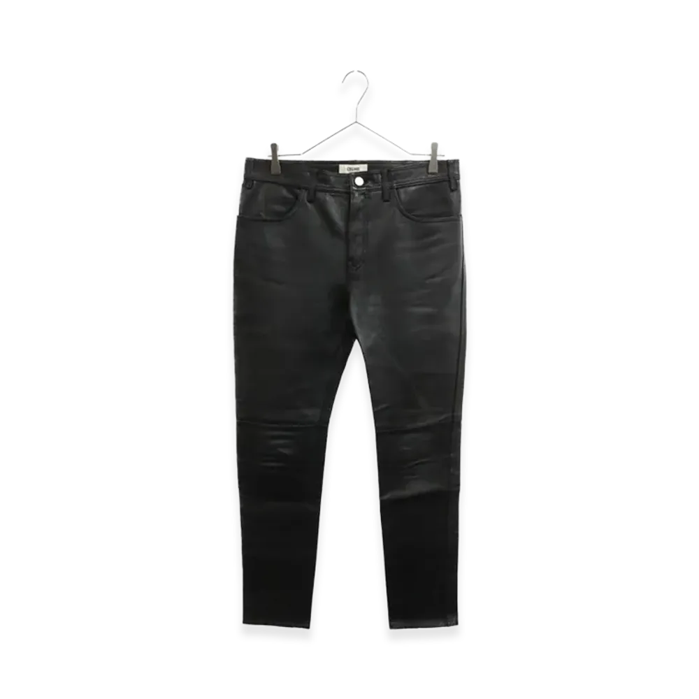 CELINE Lambskin Leather Skinny Pants "Black"