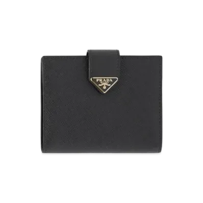 PRADA Small Saffiano Smooth Leather Wallet "Black"