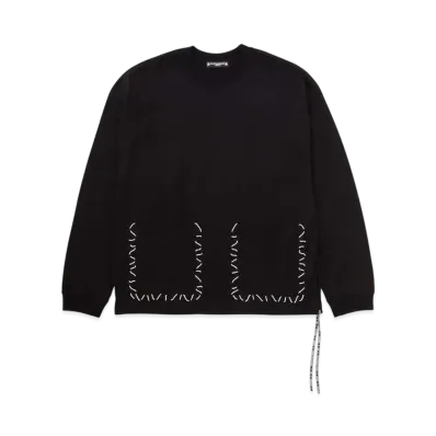 mastermind WORLD Boxy Hand Stitched LS Tee "Black"