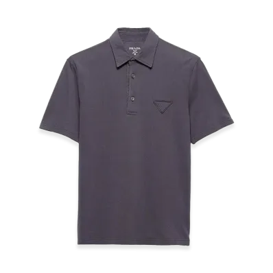 PRADA Charcoal Piquet Polo Shirt "Grey"