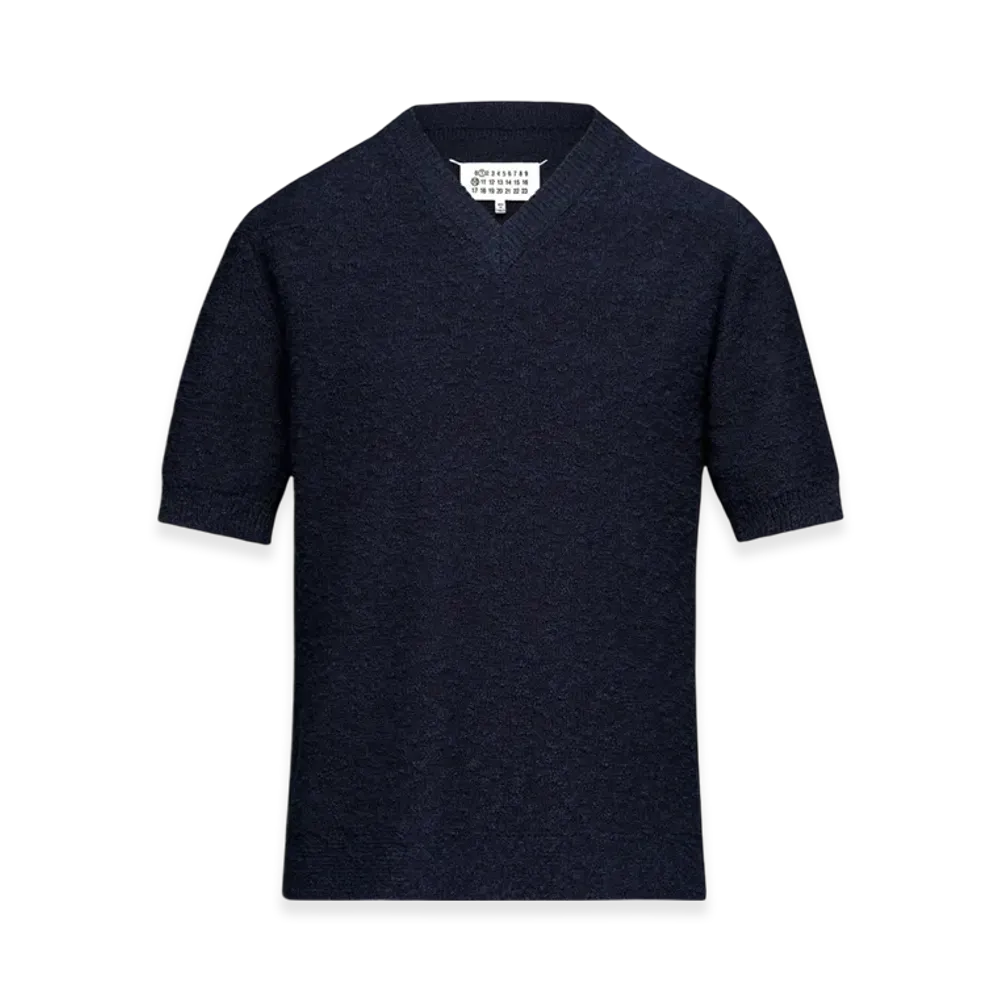 Maison Margiela Women's Nostalgic Boucle Knit Top "Blue"