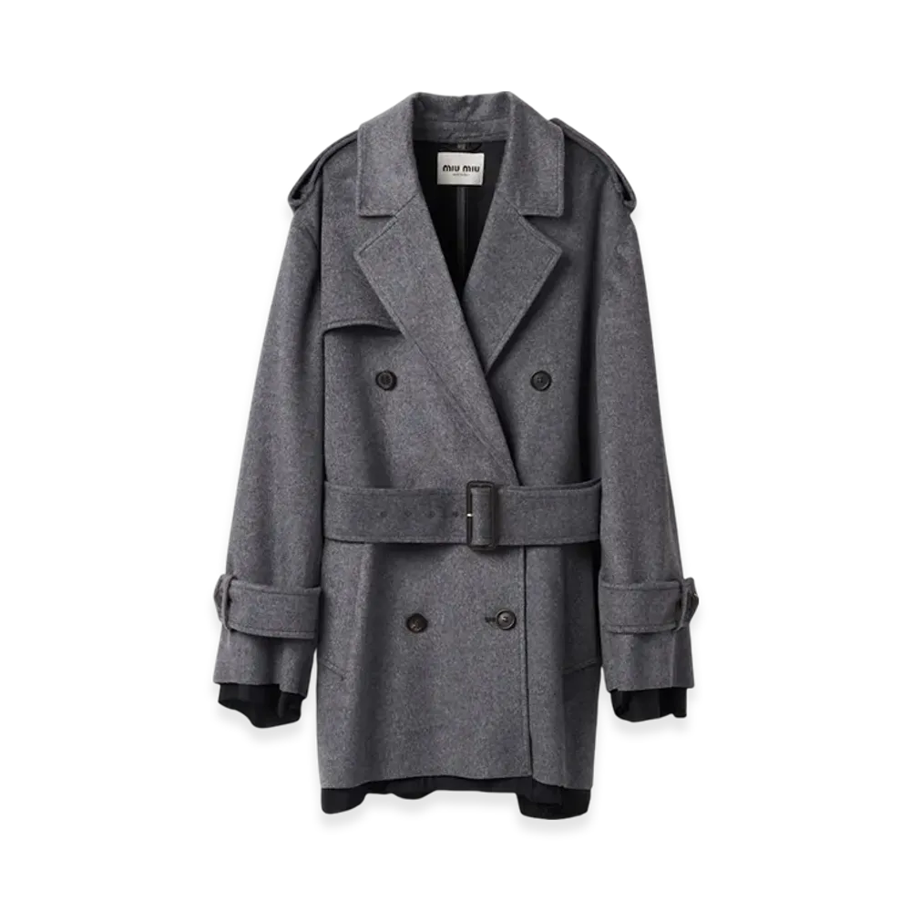 MIU MIU Women's Double Breasted Velour Coat "Grey"