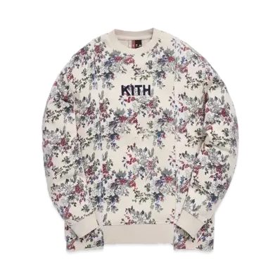 Kith Floral Panel Crewneck "Ivory Multi"