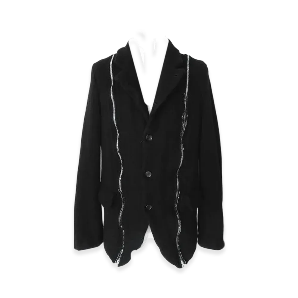 BLACK COMME des GARCONS Wool / Nylon Medium Tweed Garment Treated "Black"