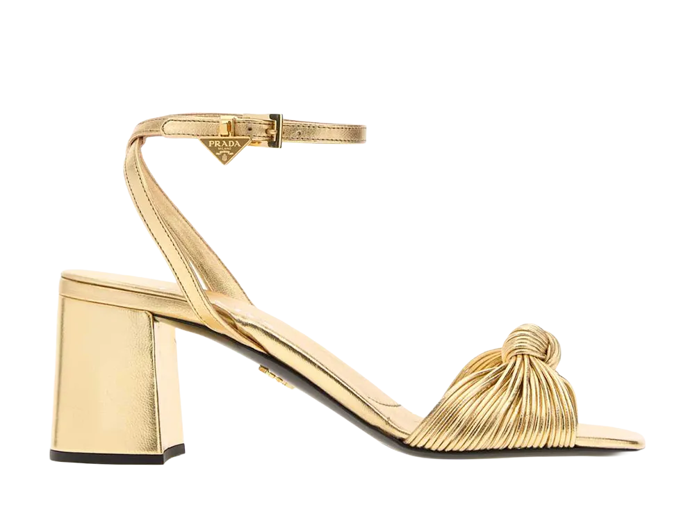 PRADA Women's Mordore Nappa Leather Sandals "Platinum"