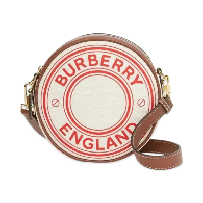 Burberry Louise Canvas Shoulder Bag "Beige/Red"