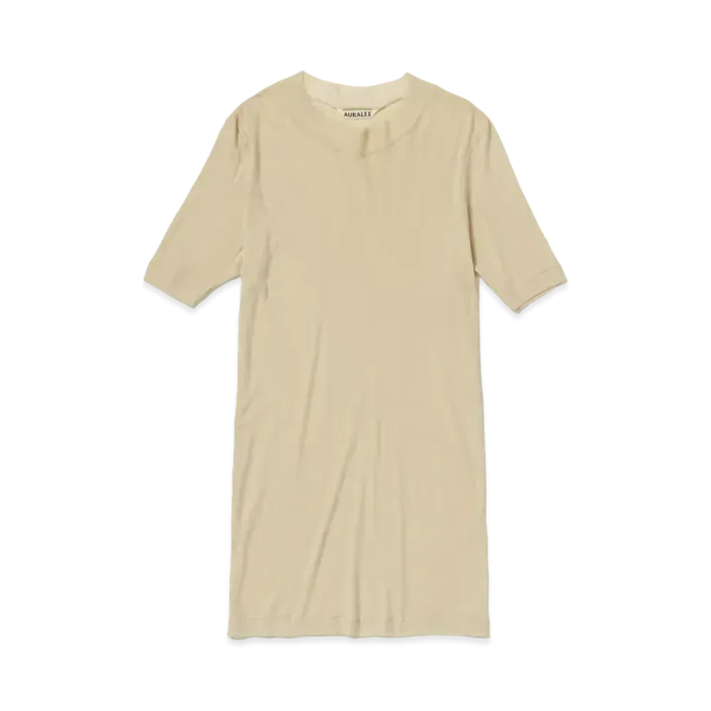 AURALEE Super High Gauge Sheer Rib Tee "Light Beige"