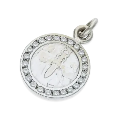 Chrome Hearts 18K Angel Medal Pave Diamond Charm "White Gold"