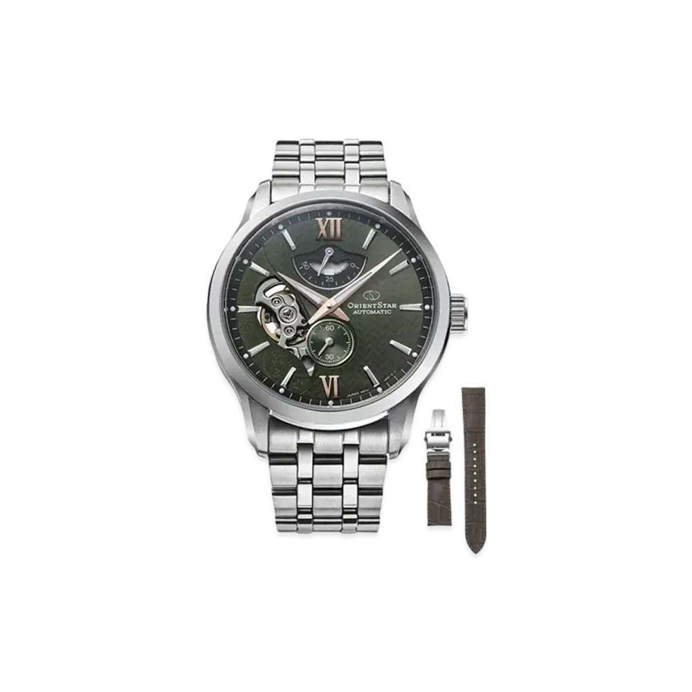 ORIENT STAR Contemporary Collection Layered Skeleton with Leather Replacement Band with ORIENT STAR Limited RK-AV0B07E
