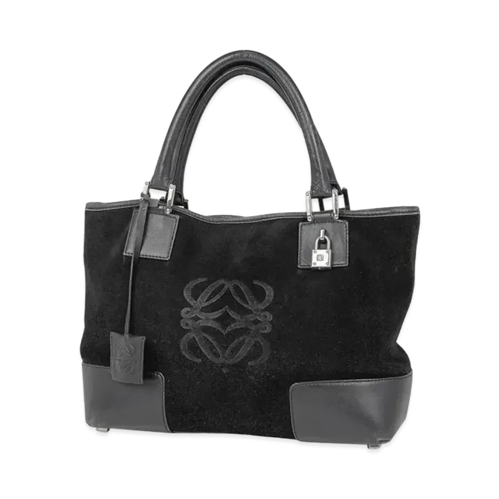 LOEWE Anagram Suede Handbag "Black"