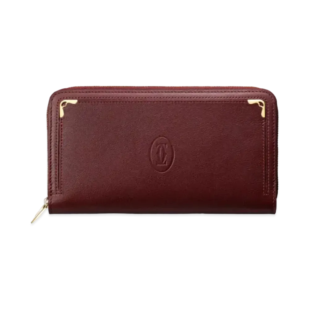 Cartier Must De Cartier Zipped International Wallet "Burgundy"