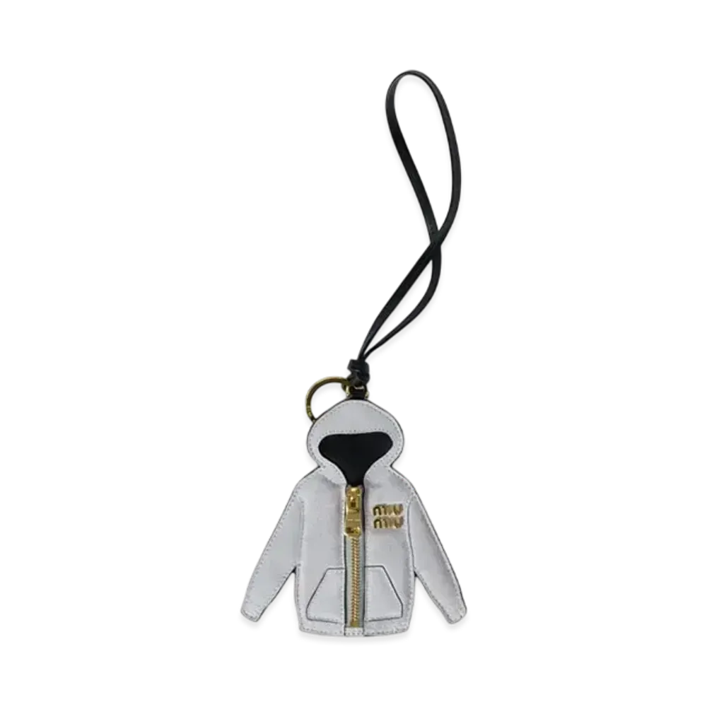 MIUMIU Trick Leather Keyring "Gray"