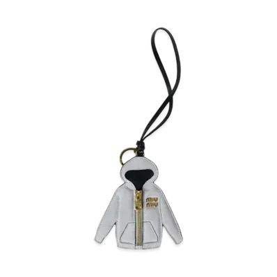 MIUMIU Trick Leather Keyring "Gray"