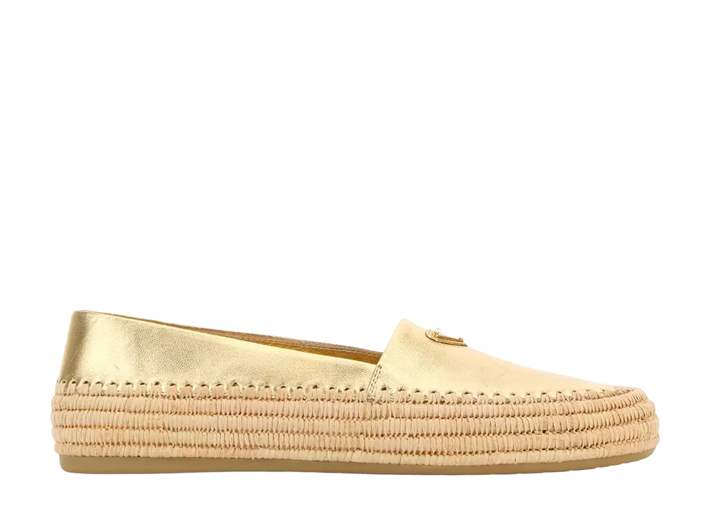 PRADA Women's Leather Espadrilles "Gold"