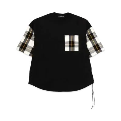 mastermind JAPAN Boxy Check Patchwork Tee "Black Off White Check"