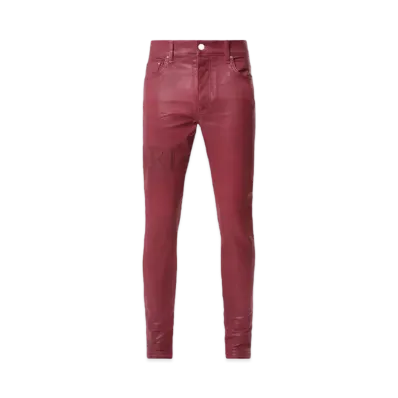 AMIRI Serif Logo Wax Skinny Jean "Burgundy"