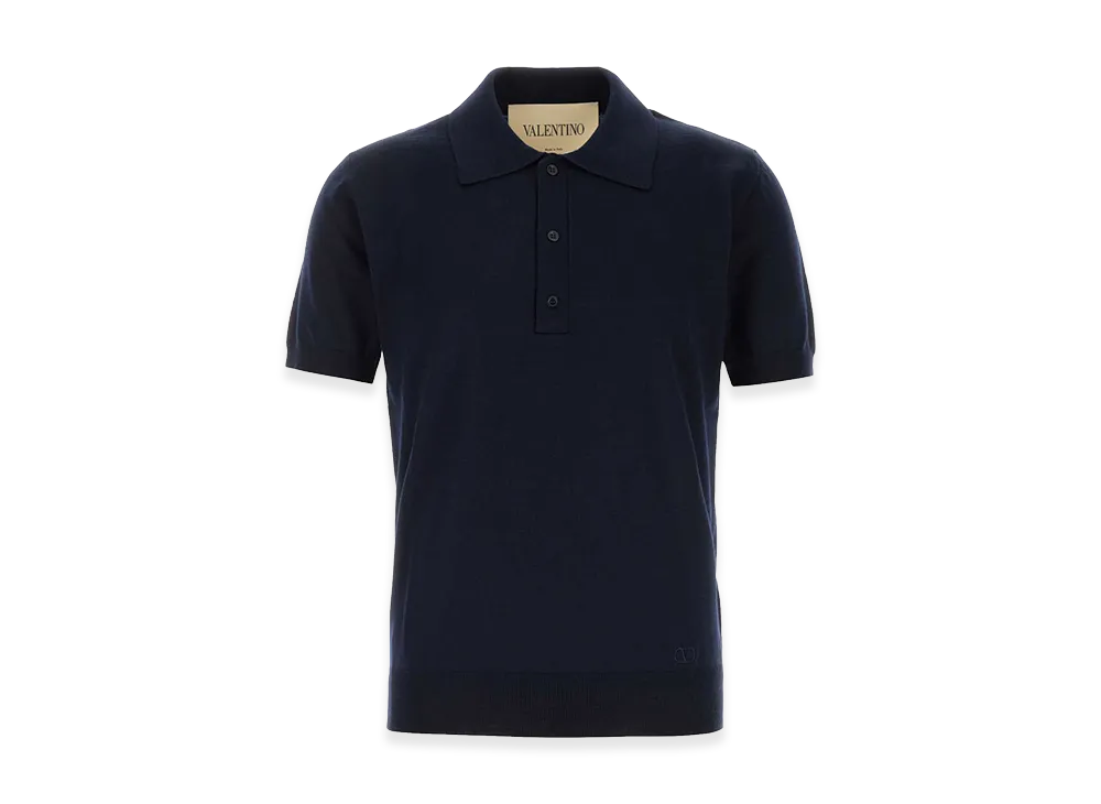Valentino Wool Polo Shirt "Midnight Blue"