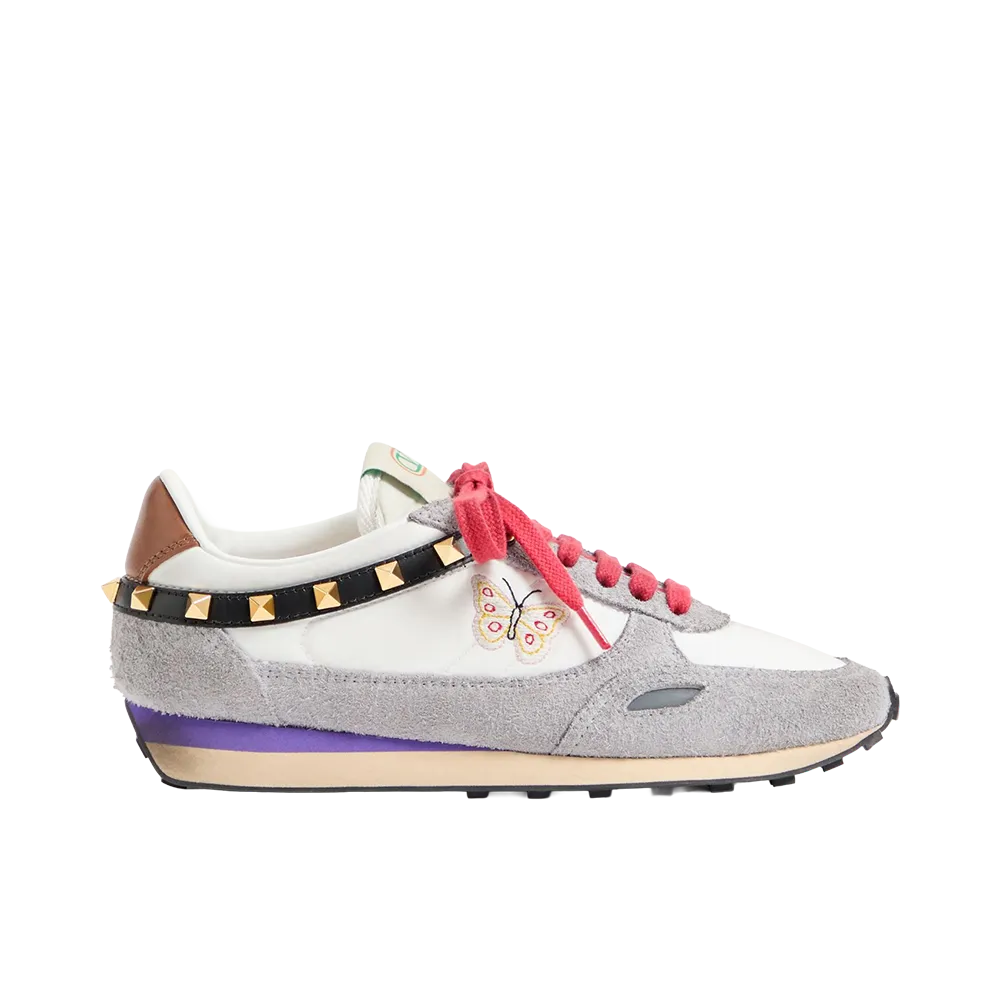 Valentino Garavani Women's Stud Up Butterfly Embroidery Sneaker "White/Multicolor"