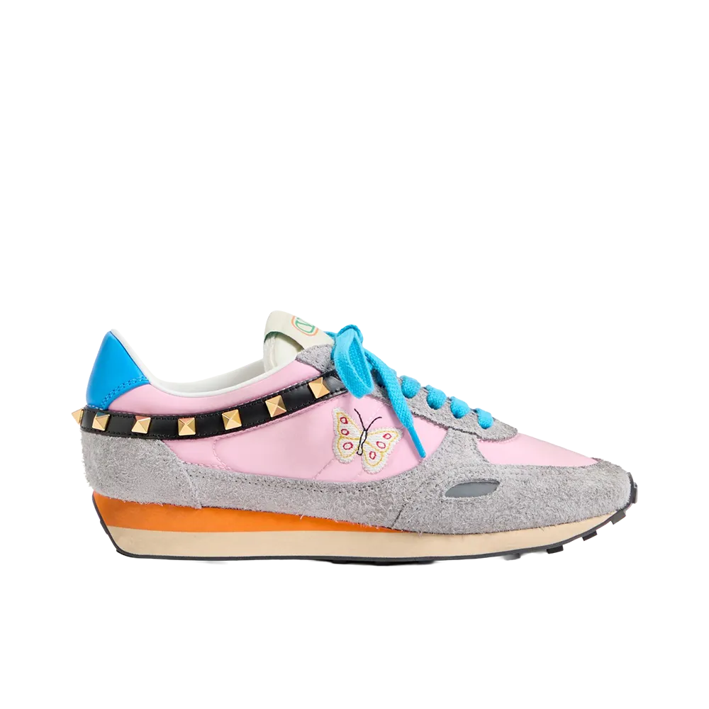 Valentino Garavani Women's Stud Up Butterfly Embroidery Sneaker "Rose/Multicolor"