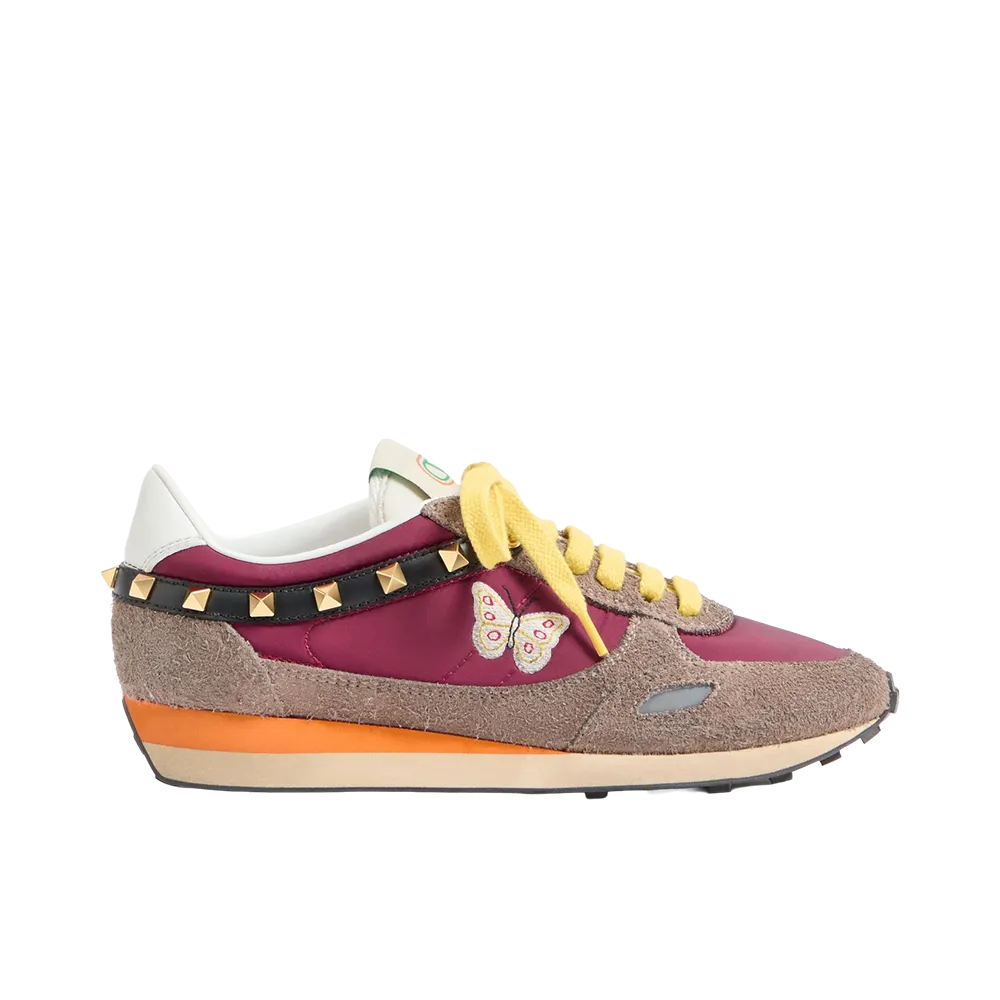 Valentino Garavani Women's Stud Up Butterfly Embroidery Sneaker "Fuchsia/Multicolor"