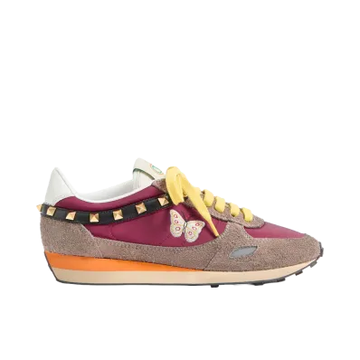 Valentino Garavani Women's Stud Up Butterfly Embroidery Sneaker "Fuchsia/Multicolor"