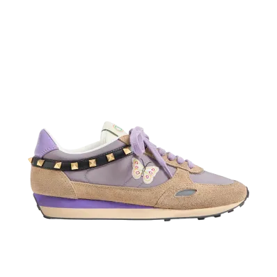 Valentino Garavani Women's Stud Up Butterfly Embroidery Sneaker "Lilac/Multicolor"