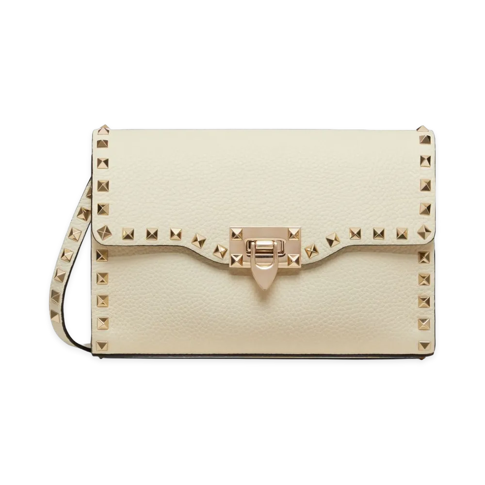 Valentino Women's Rockstud Small Shoulder Bag "Light Ivory"