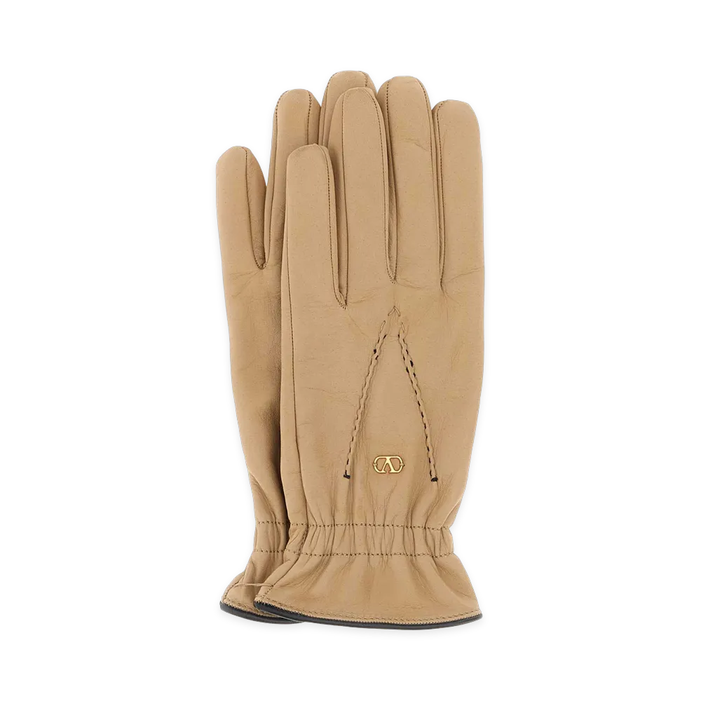 Valentino Women's Skin Leather Gloves "Rose Beige"