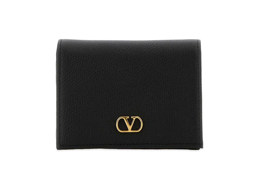 Valentino Women's Leather V Logo Wallet "Black"