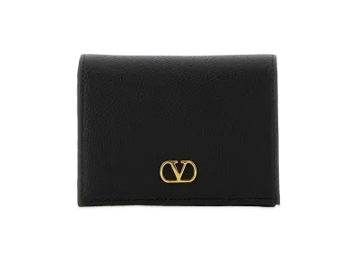 Valentino Women's Leather V Logo Wallet "Black"