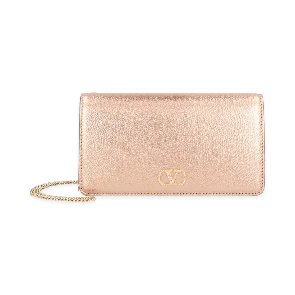 Valentino Women's VLogo Signature Jewel Logo Laminated Grained Calfskin Mini Shoulder Bag "Rose"