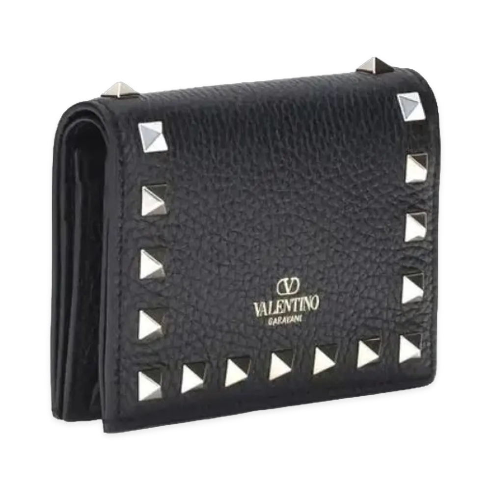 Valentino Women's Rockstud Flap French Wallet "Black"