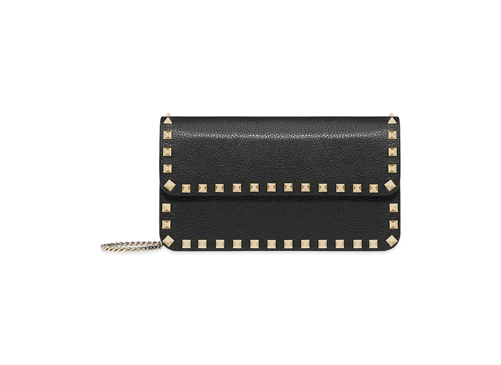 Valentino Women's Rockstud Clutch With Chain "Black"