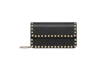 Valentino Women's Rockstud Clutch With Chain "Black"
