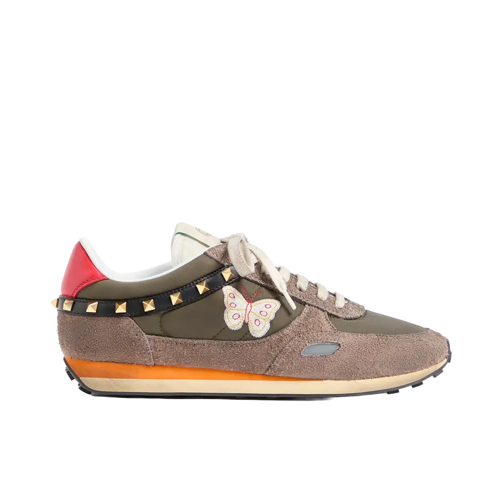 Valentino Garavani Stud Up Butterfly Embroidery Sneaker "Olive Green"