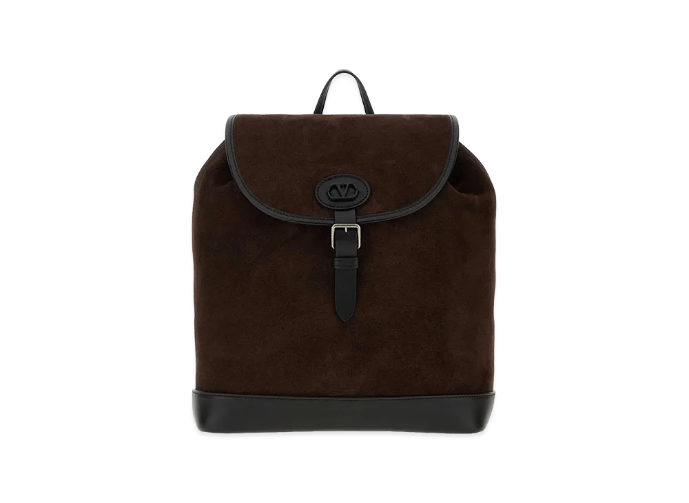 Valentino Suede V Logo Signature Backpack "Dark Brown"