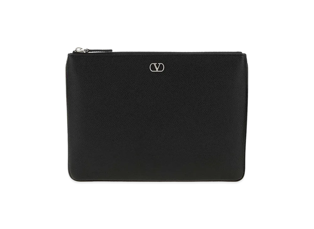 Valentino Leather V Logo Signature Clutch "Black"