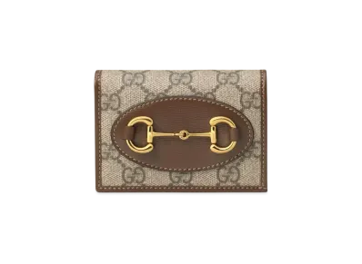 GUCCI Horsebit 1955 Card Case Wallet "GG Supreme/Brown"