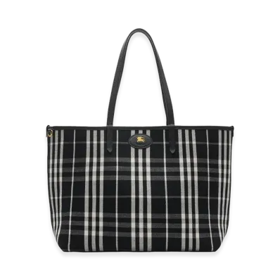 Burberry Women's Medium Reversible Bloomsbury Tote "Black/Calico Beige"