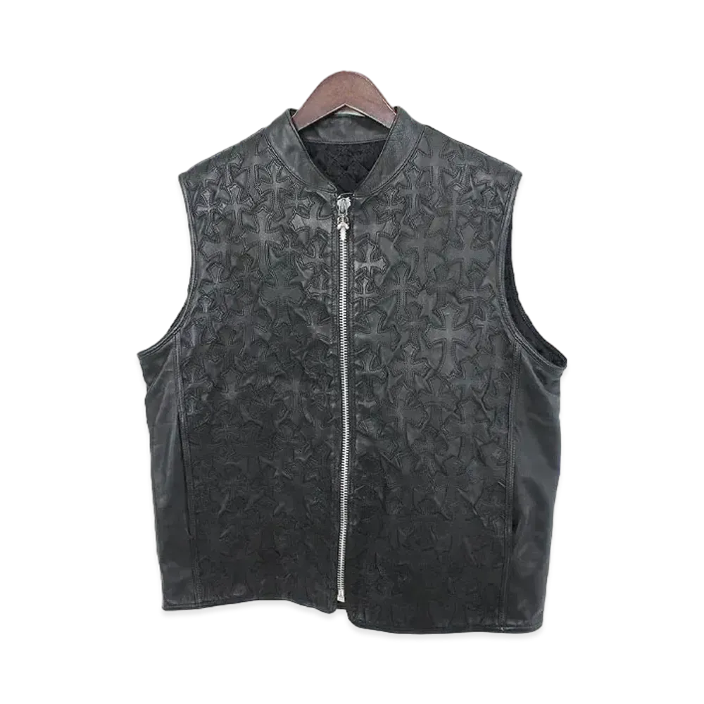 Chrome Hearts Cross Patch Custom Dagger Zip-Up Vest "Black"