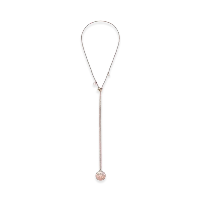 Hermes Ex-Libris Long Necklace MM "Pink Gold/1 Diamond"
