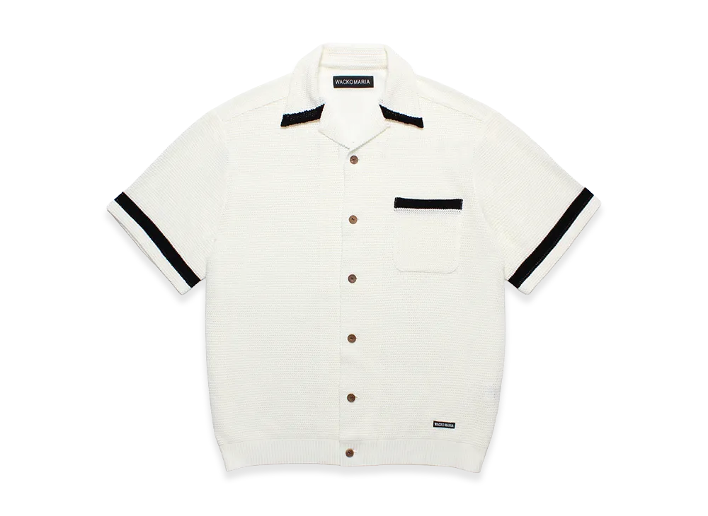 WACKO MARIA Knit Open Collar Shirt "White"