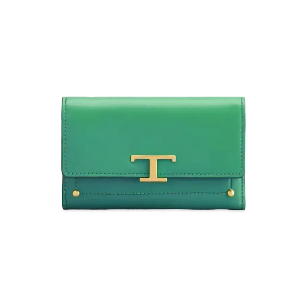 TOD'S T Timeles Leather Wallet "Green"