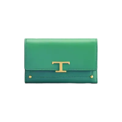 TOD'S T Timeles Leather Wallet "Green"