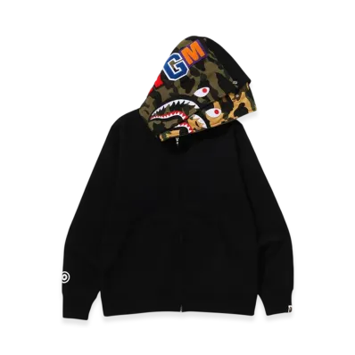 A BATHING APE Shark Full Zip Double Hoodie "Black"
